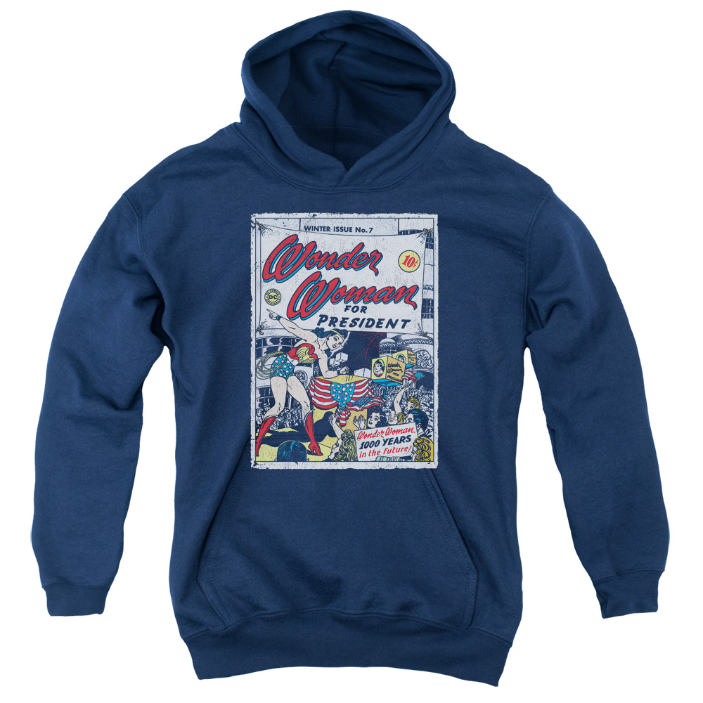 DCO891-YFTH-2 DC WW for President Youth Hooded Sweatshirt, Navy - Medium