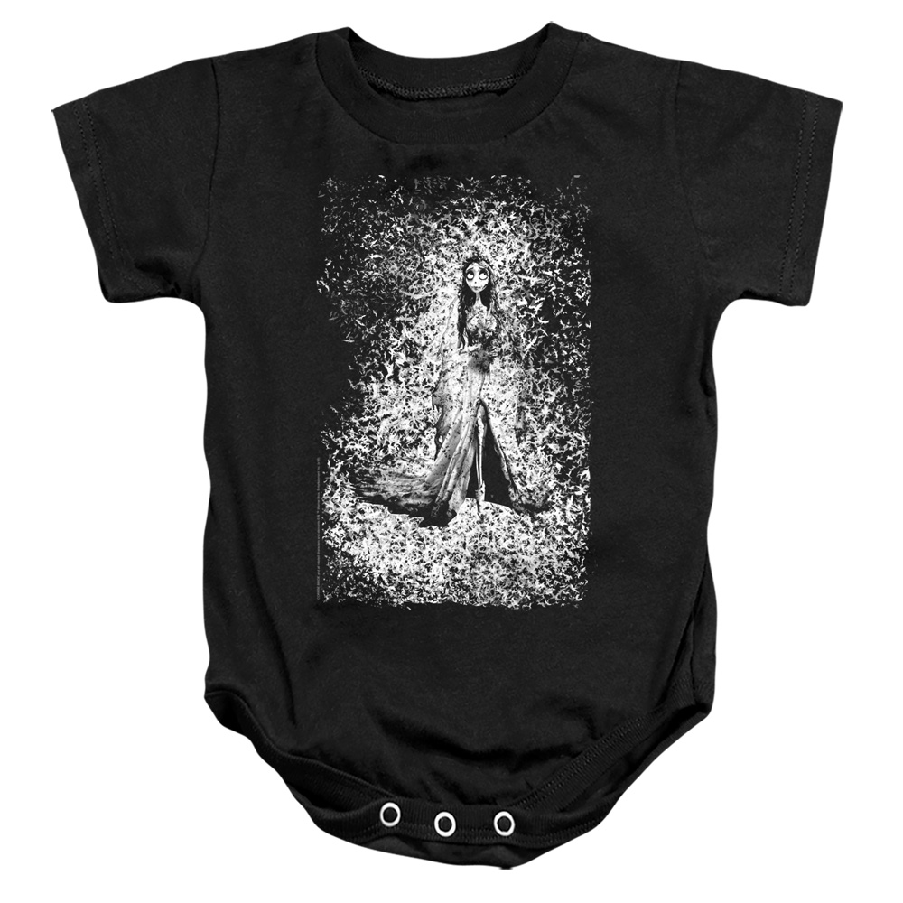 WBM727-SS-2 Corpse Bride Bird Dissolve Infant Snapsuit, Black - Medium - 12 Month