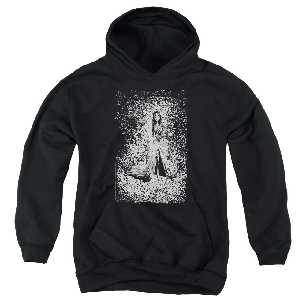 WBM727-YFTH-4 Corpse Bride Bird Dissolve Youth Hooded Sweatshirt, Black - Extra Large