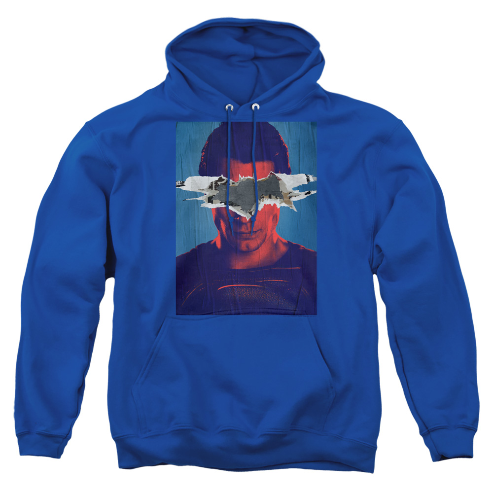 BVS140D-AFTH-6 Batman vs Superman Poster Adult Pullover Hoodie, Royal - 3X