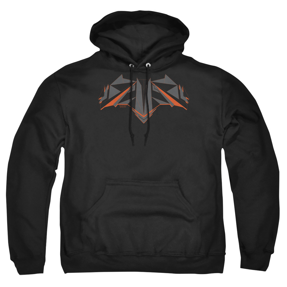 BVS113B-AFTH-3 Batman vs Superman Tech Bat Logo Adult Pullover Hoodie, Black - Large