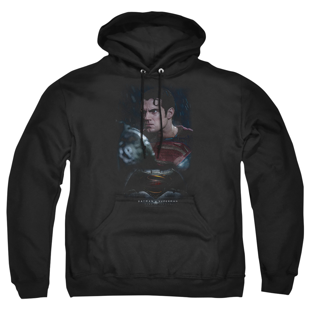 BVS207-AFTH-2 Batman vs Superman Super Angry Adult Pullover Hoodie, Black - Medium