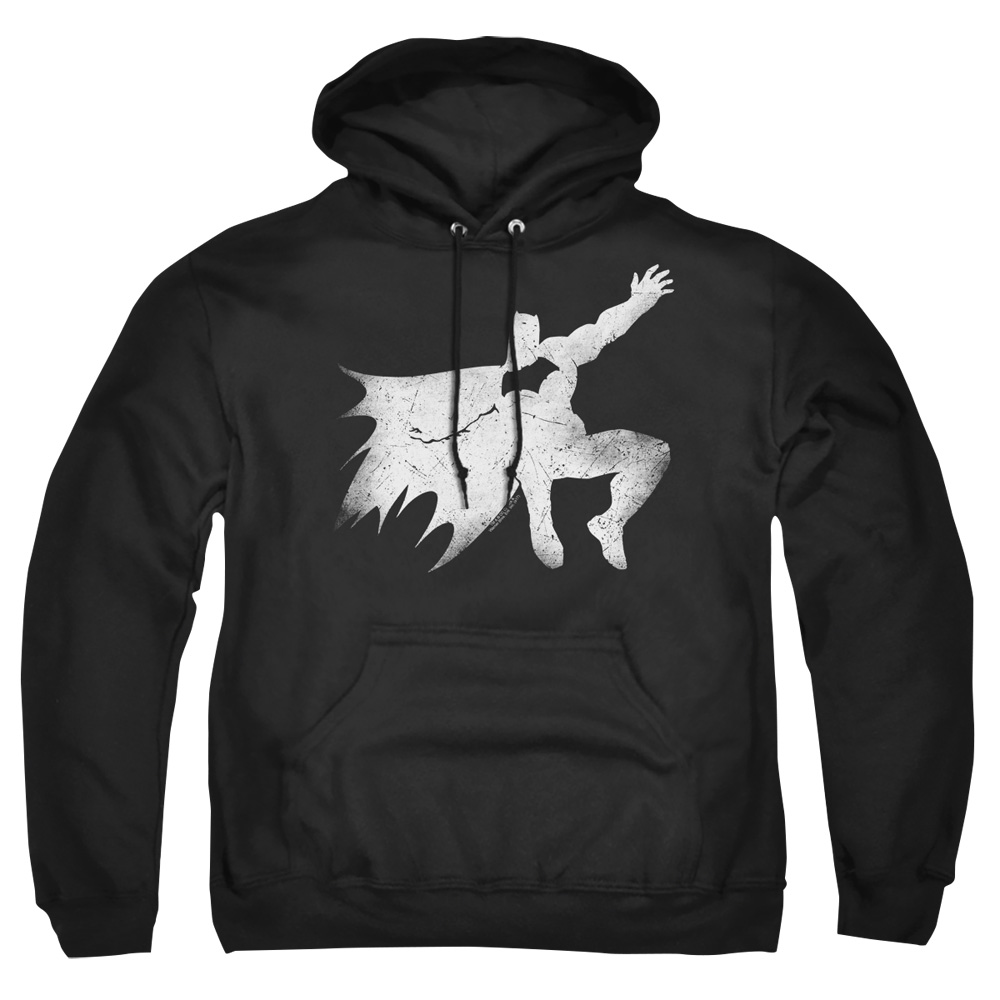 BVS141-AFTH-5 Batman vs Superman Knight Silhouette Adult Pullover Hoodie, Black - 2X
