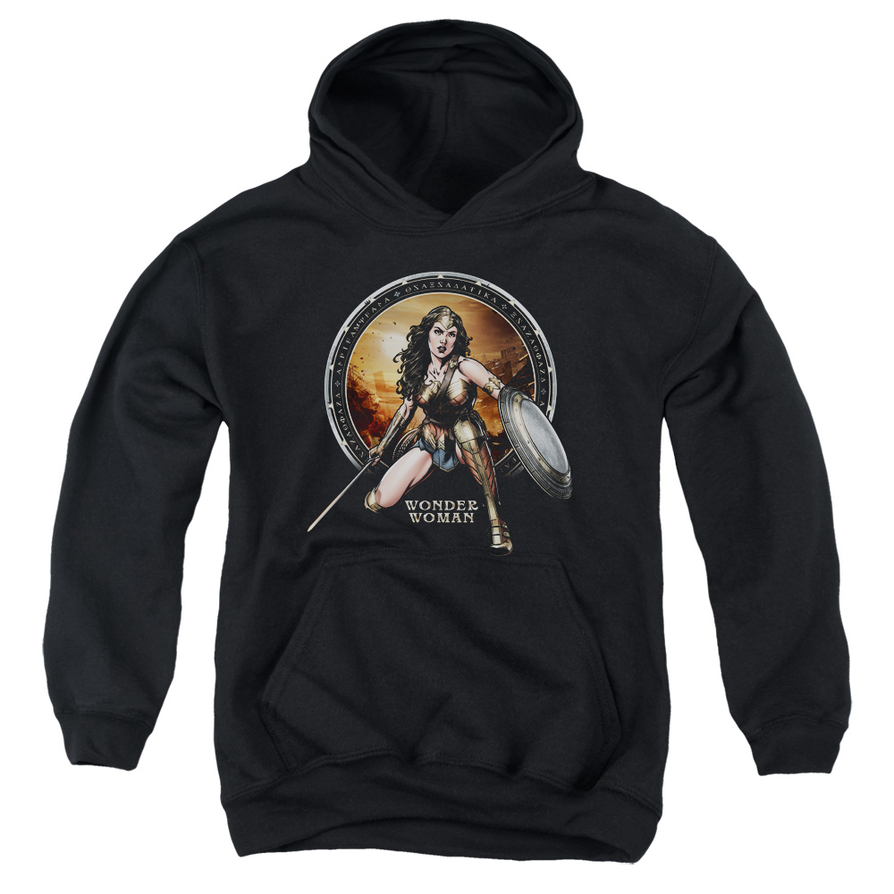 BVS127-YFTH-4 Batman vs Superman Batlle Zone Youth Hooded Sweatshirt, Black - Extra Large