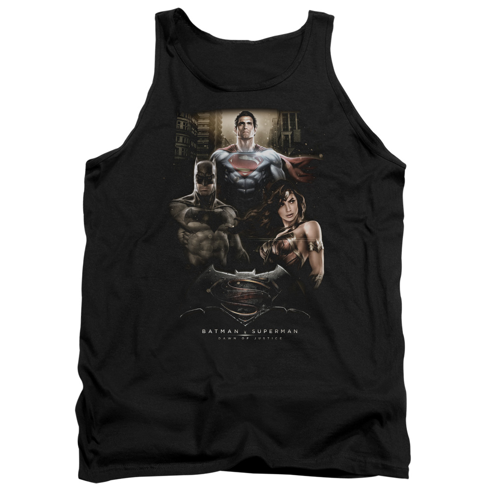 BVS173-TK-5 Batman vs Superman Thre Three Adult Tank Top, Black - 2X