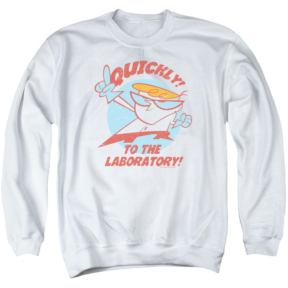 CN358-AS-4 Dexters Laboratory Quickly Adult Crewneck Sweatshirt, White - Extra Large