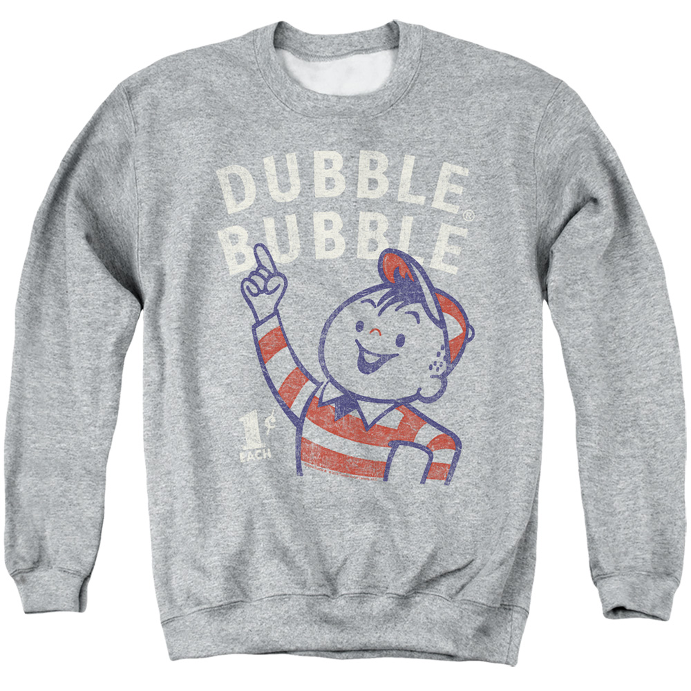 DBL105-AS-3 Dubble Bubble Pointing Adult Crewneck Sweatshirt, Athletic Heather - Large