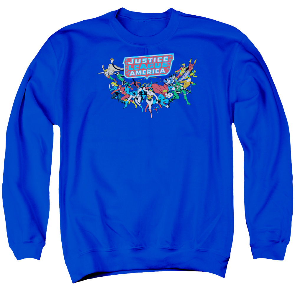 DCO111-AS-2 DC Here They Come Adult Crewneck Sweatshirt, Royal - Medium