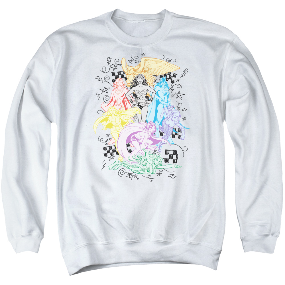 DCO188-AS-3 DC Super Adult Crewneck Sweatshirt, White - Large