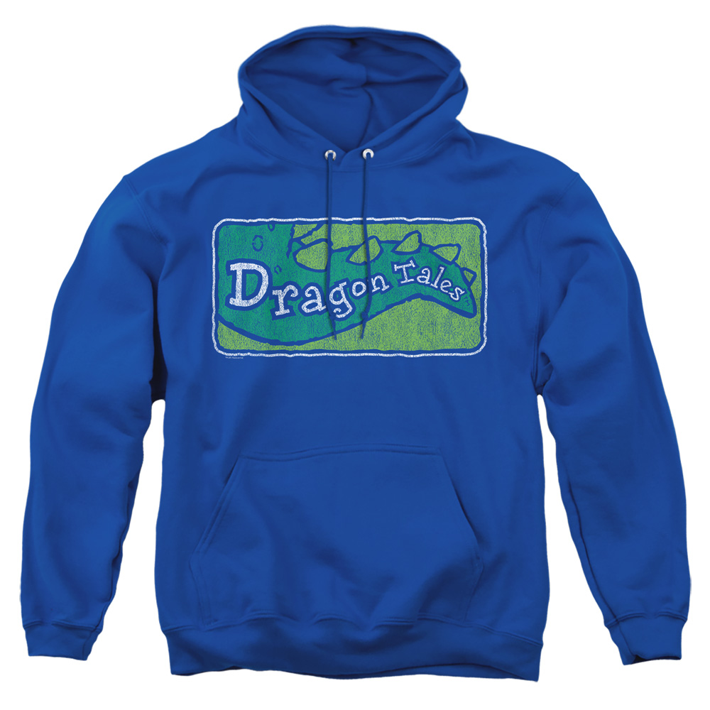 DRT102-AFTH-2 Dragon Tales Logo Distressed Adult Pullover Hoodie, Royal - Medium