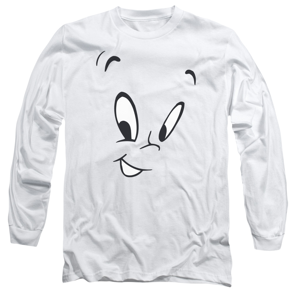 DRM210-AL-2 Casper Face Adult Long Sleeve T-Shirt, White - Medium