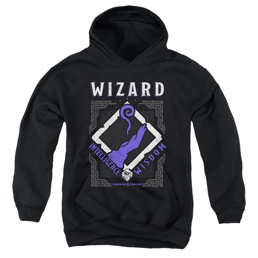 HBRO667-YFTH-2 Dungeons & Dragons Wizard Youth Hooded Sweatshirt, Black - Medium
