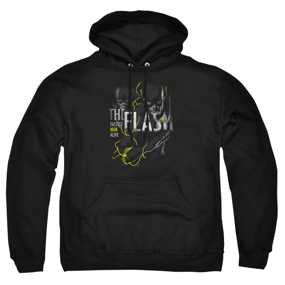 JLA793-AFTH-4 DC Flash Bold Flash Adult Pullover Hoodie, Black - Extra Large