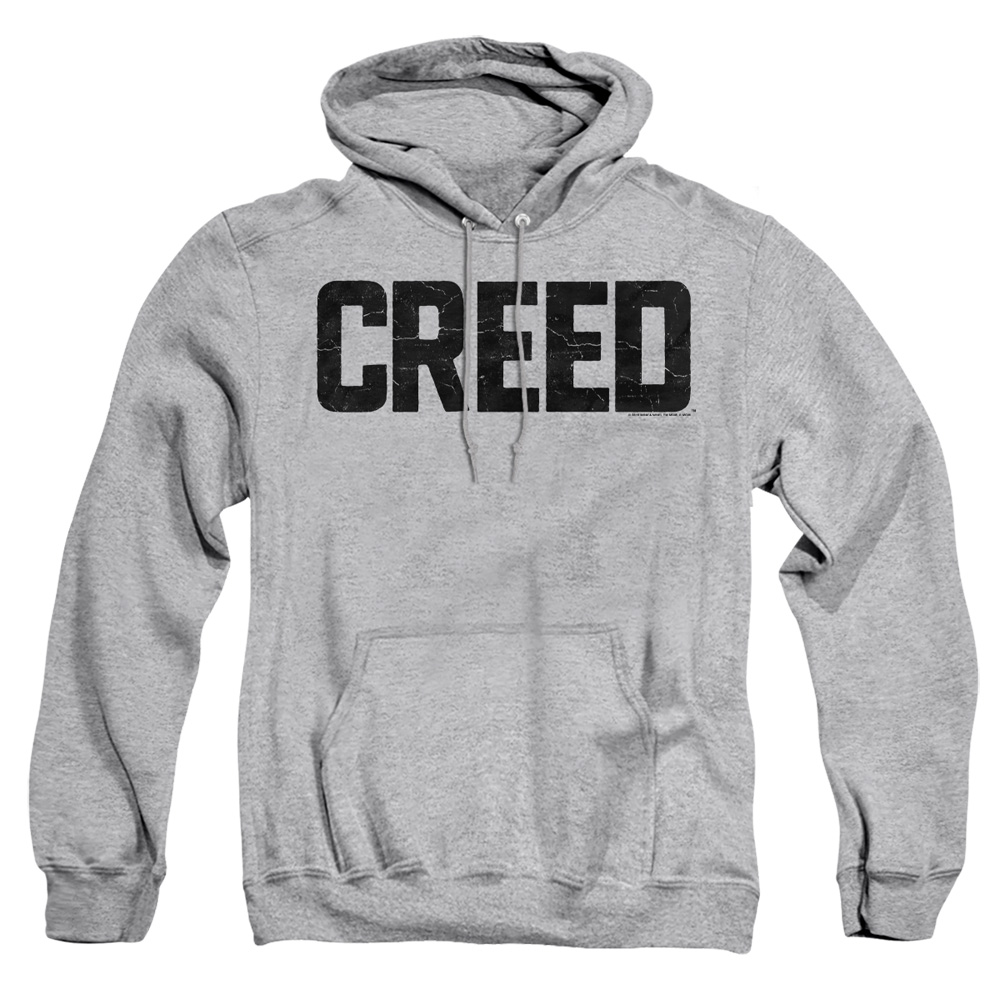 MGM262B-AFTH-3 Creed Cracked Logo Adult Pullover Hoodie, Athletic Heather - Large