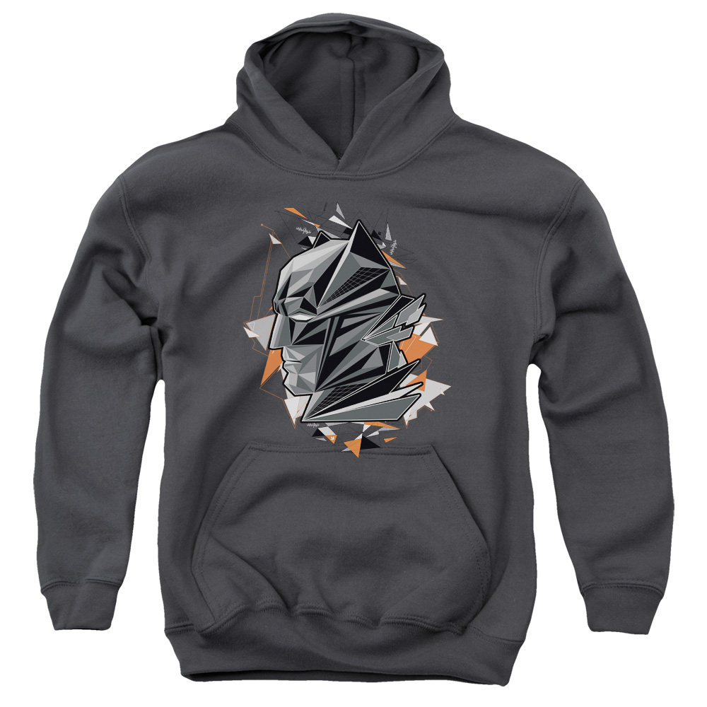 BVS129B-YFTH-3 Batman vs Superman Bat Head Tech Youth Hooded Sweatshirt, Charcoal - Large