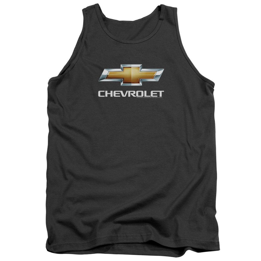 CHV102E-TK-2 Chevrolets Chevy Bowtie Stacked Adult Tank Top, Charcoal - Medium