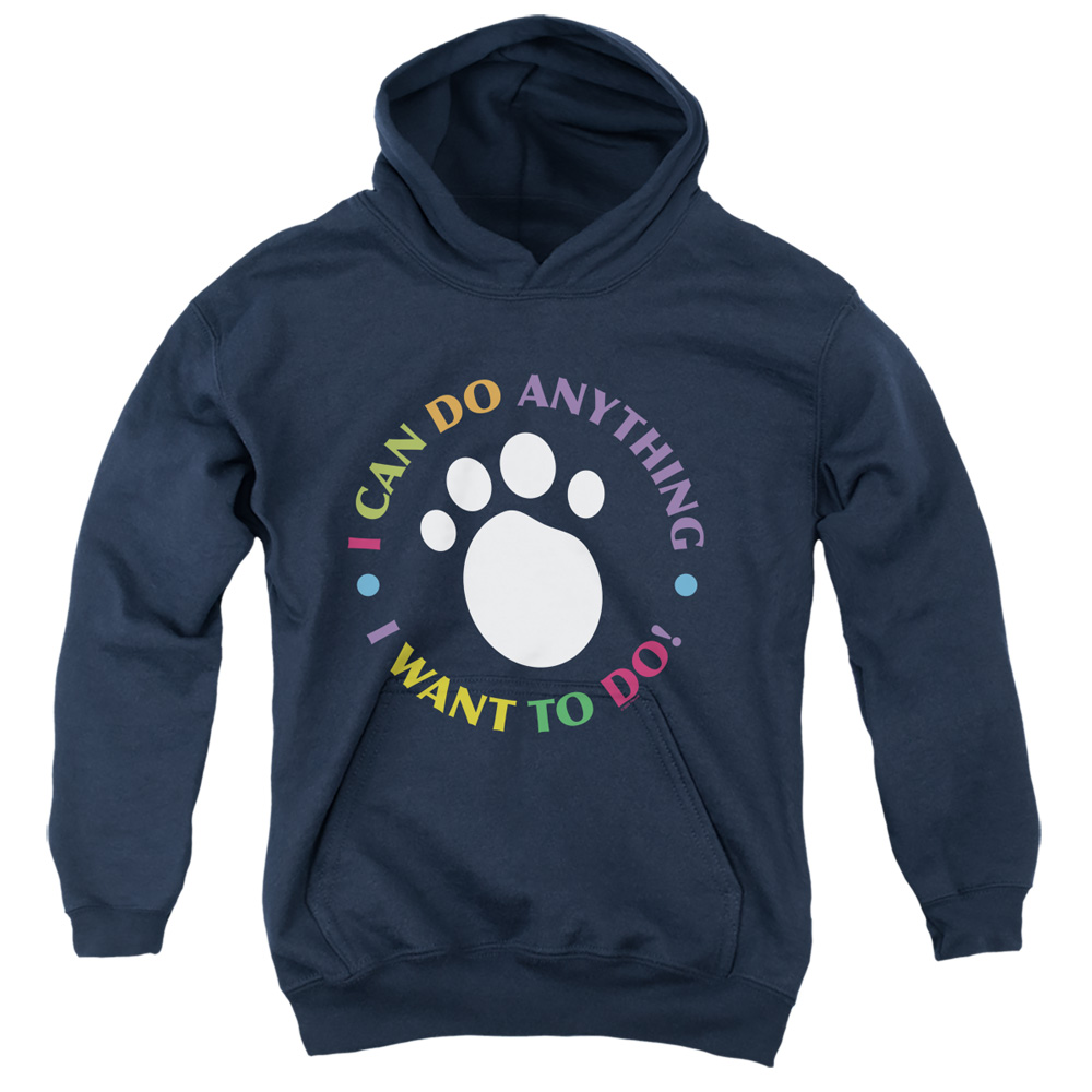 NICK385-YFTH-2 Blues Clues Classic I Can Do Anything Youth Hooded Sweatshirt, Navy - Medium