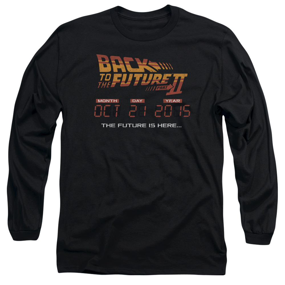 UNI1015-AL-1 Back to the Future II Future Is Here Adult Long Sleeve T-Shirt, Black - Small