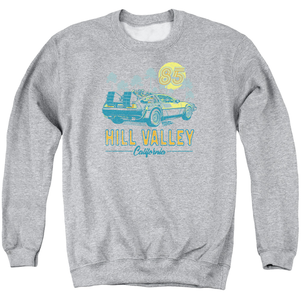 UNI1126-AS-3 Back to the Future 85 Adult Crewneck Sweatshirt, Athletic Heather - Large