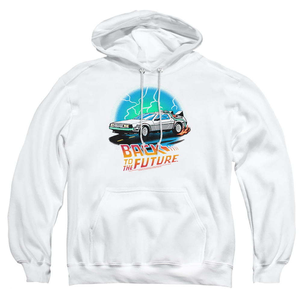 UNI1127-AFTH-6 Back to the Future Bttf Airbrush Adult Pullover Hoodie, White - 3X