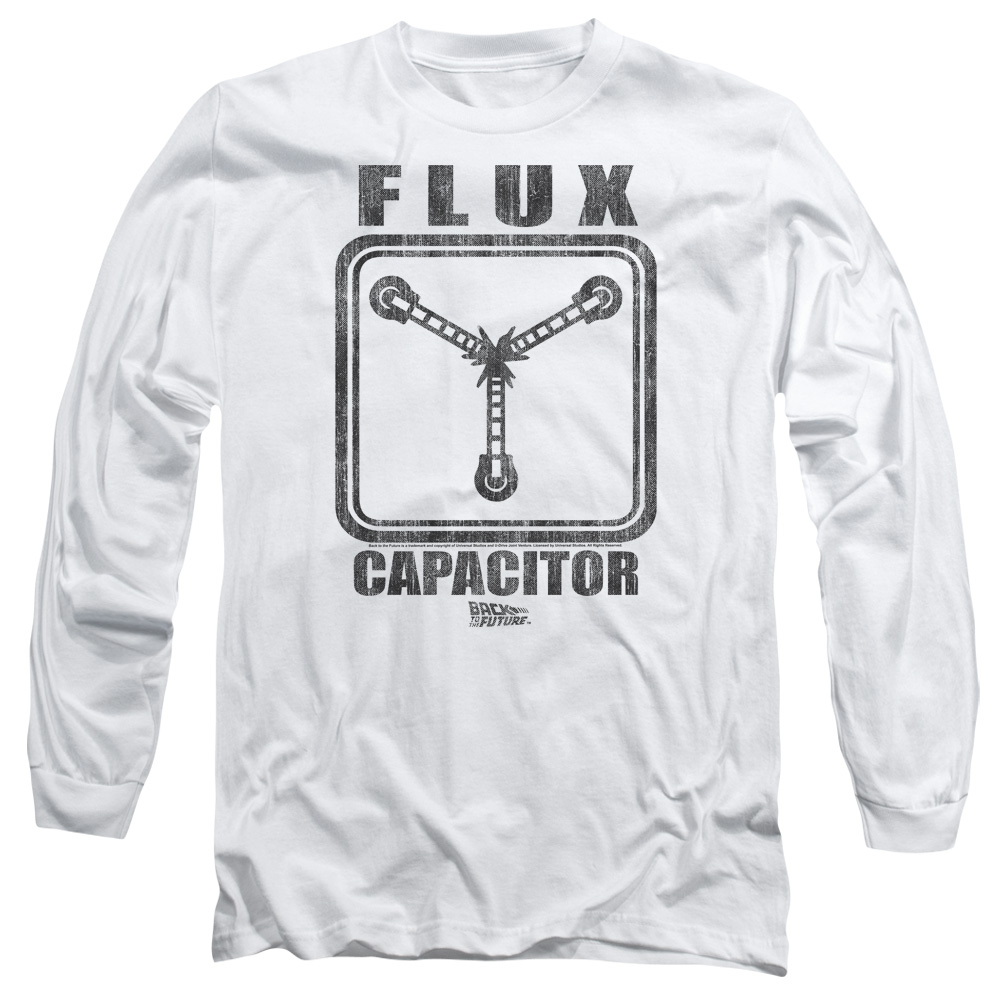 UNI1128B-AL-5 Back to the Future Flux Capacitor Adult Long Sleeve T-Shirt, White - 2X