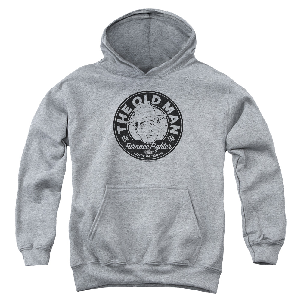 WBM655-YFTH-4 A Christmas Story The Old Man Youth Hooded Sweatshirt, Athletic Heather - Extra Large