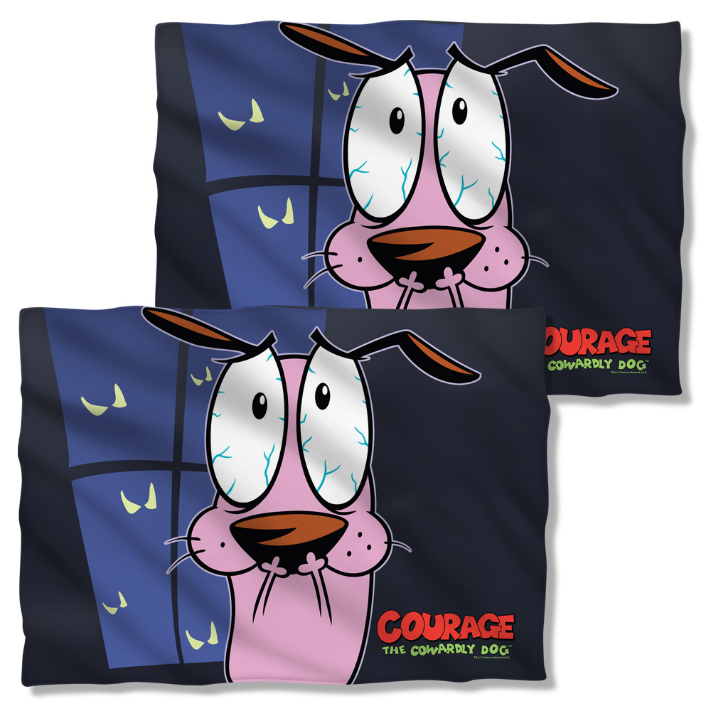 CN417FB-PLO1-0 Courage The Cowardly Dog Window Front Back Print Pillow Case, White - 20 x 28 in.
