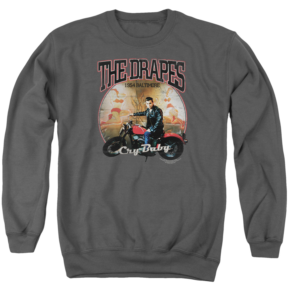 UNI182-AS-2 Cry Baby Drapes Adult Crewneck Sweatshirt, Charcoal - Medium