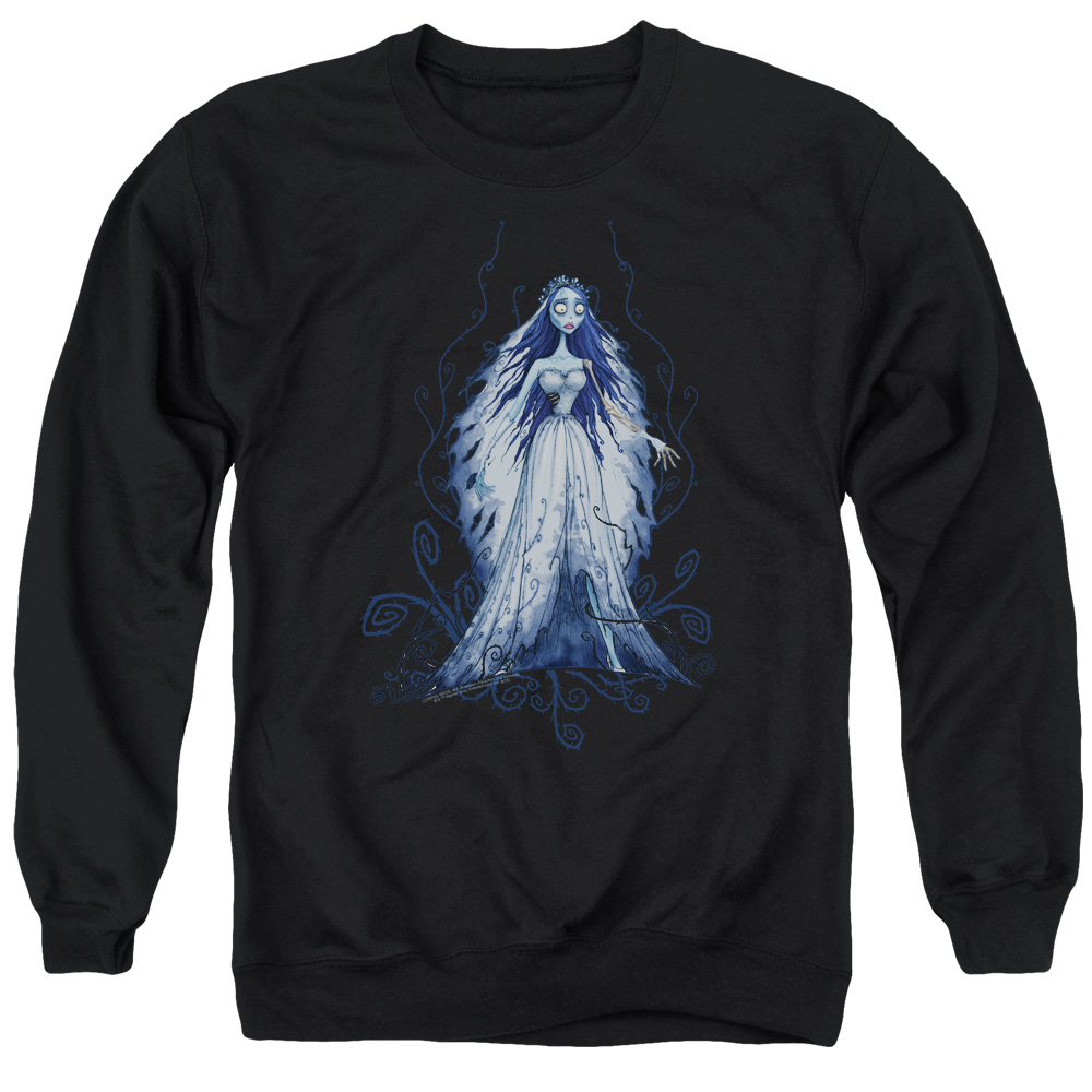 WBM728-AS-1 Corpse Bride Vines Adult Crewneck Sweatshirt, Black - Small