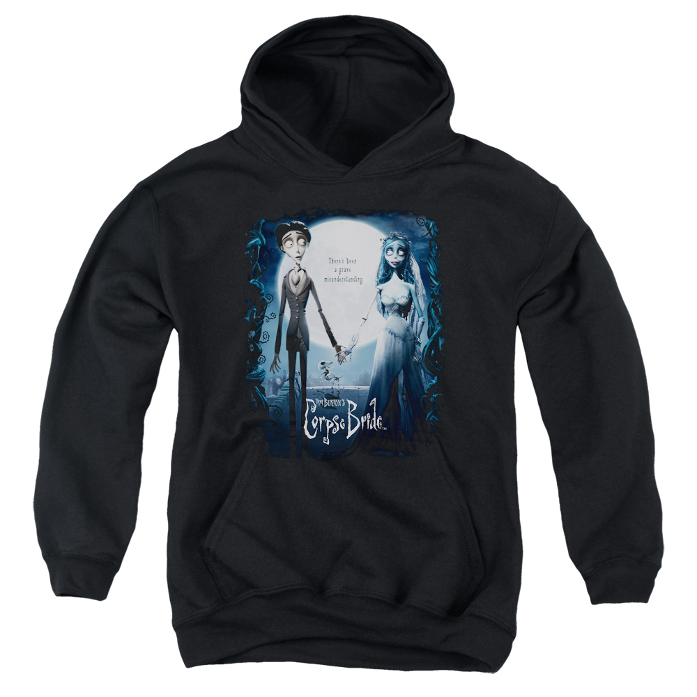 WBM215-YFTH-1 Corpse Bride Poster Youth Hooded Sweatshirt, Black - Small