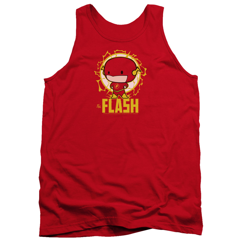 JLA828-TK-1 DC Flash Flash Chibi Adult Tank Top, Red - Small