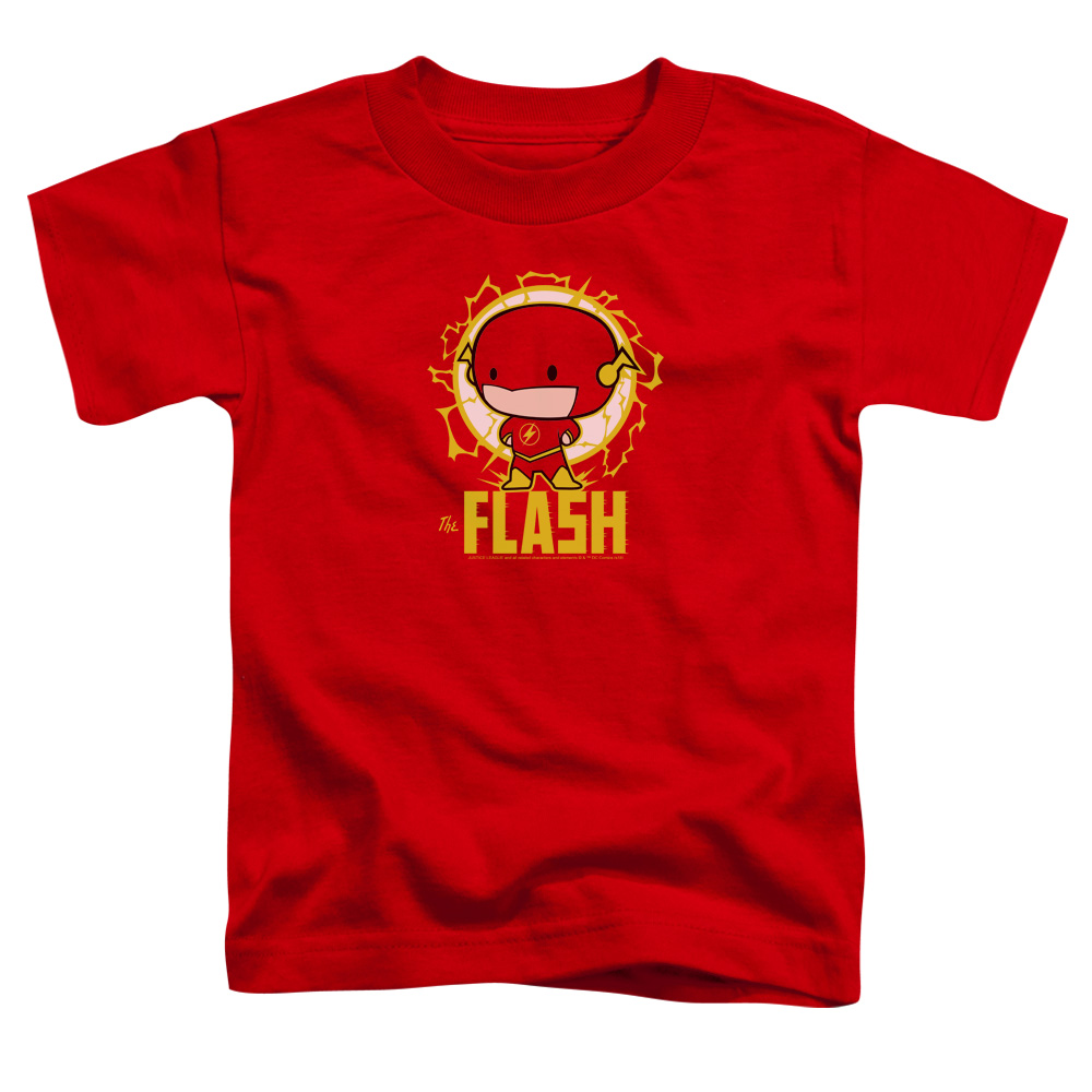 JLA828-TT-3 DC Flash Flash Chibi Toddler Short Sleeve T-Shirt, Red - Large 4T