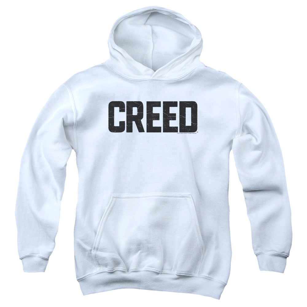 MGM262-YFTH-2 Creed Cracked Logo Youth Hooded Sweatshirt, White - Medium