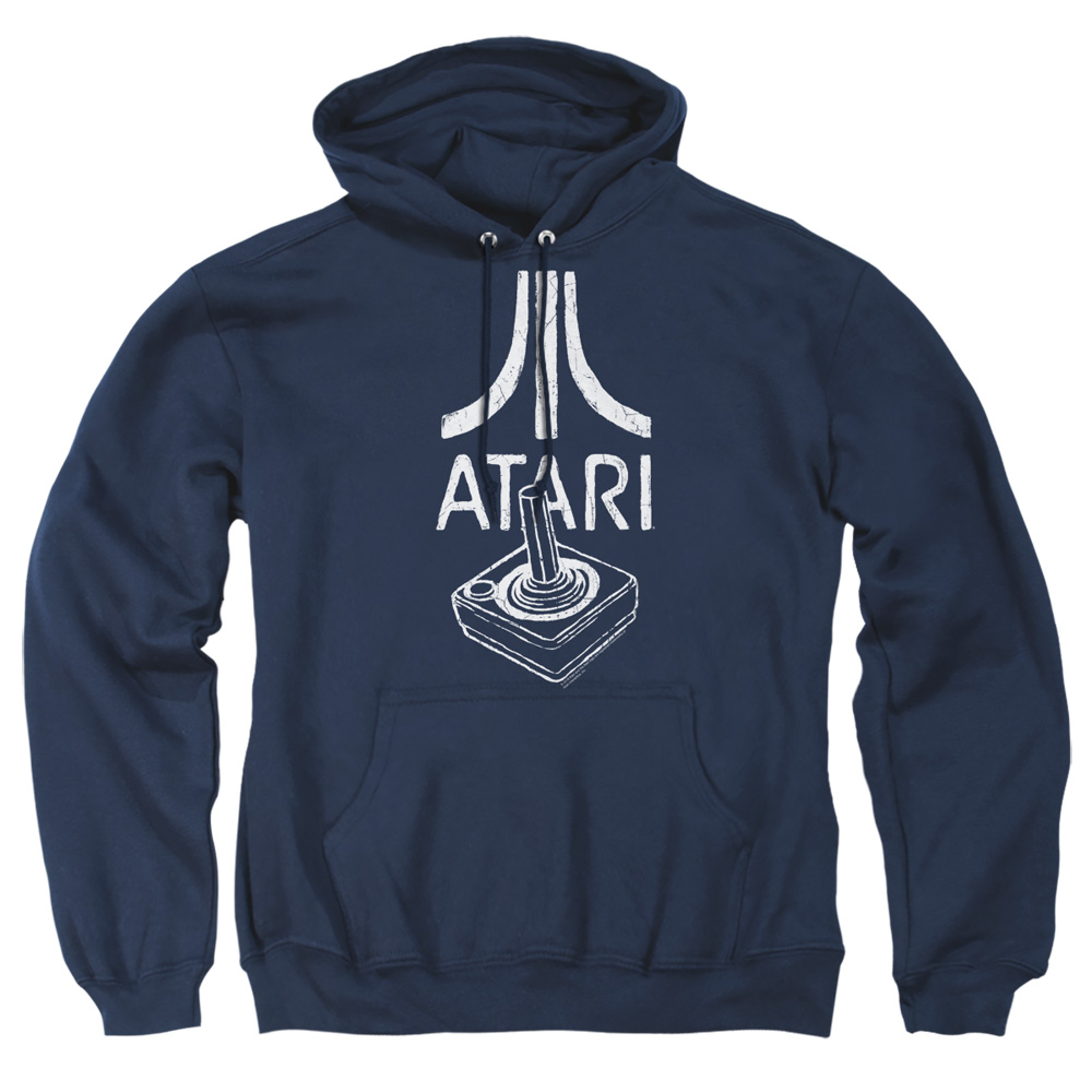 ATRI101D-AFTH-3 Atari Joystick Logo Adult Pullover Hoodie, Navy - Large