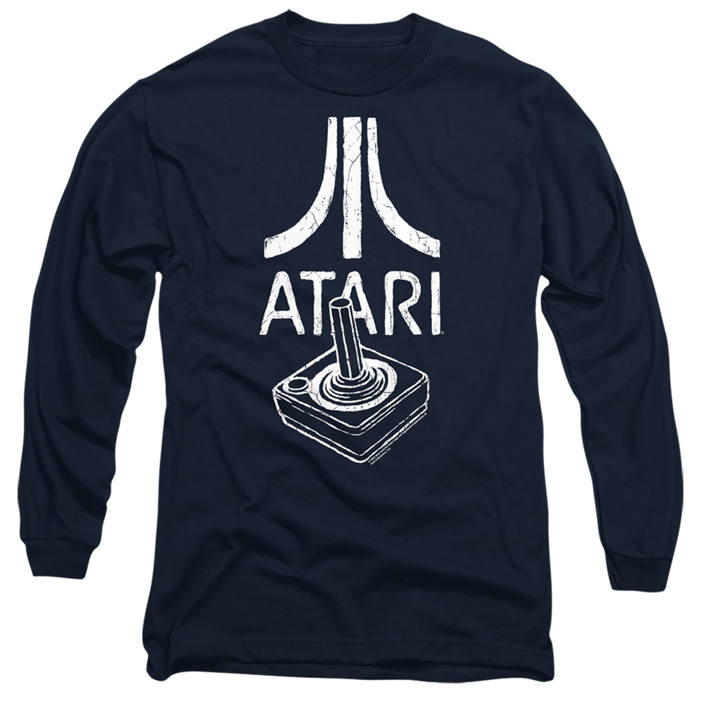ATRI101D-AL-2 Atari Joystick Logo Adult Long Sleeve T-Shirt, Navy - Medium