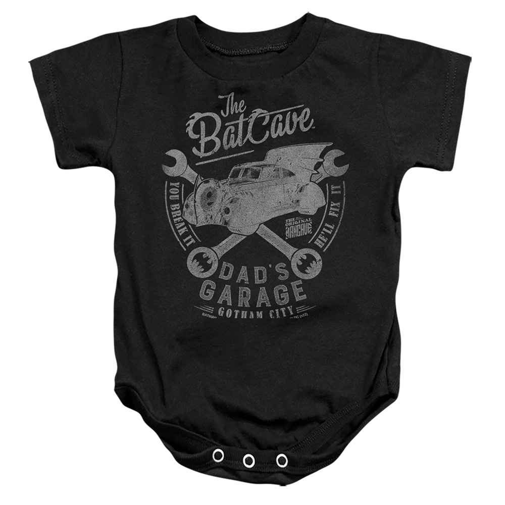 BM3554-SS-2 Batman Dads Garage Infant Snapsuit, Black - Medium - 12 Month