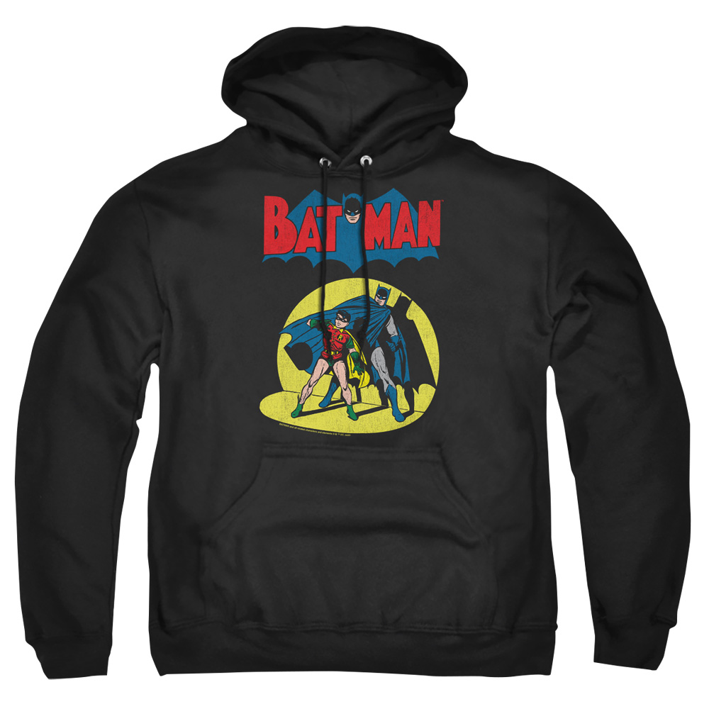 BM3557-AFTH-5 Batman & Robin Spotlight Adult Pullover Hoodie, Black - 2X