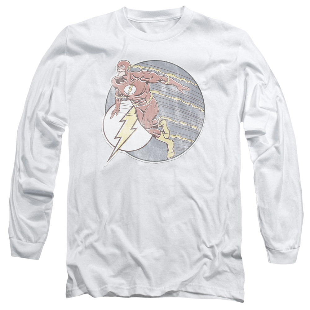 DCO602-AL-6 DC Flash Retro Flash Iron On Adult Long Sleeve T-Shirt, White - 3X