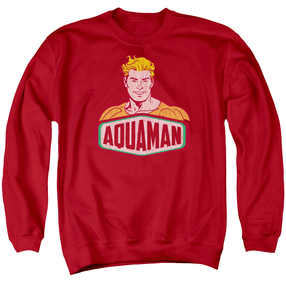 DCO625-AS-2 DCO Aquaman Sign Adult Crewneck Sweatshirt, Red - Medium