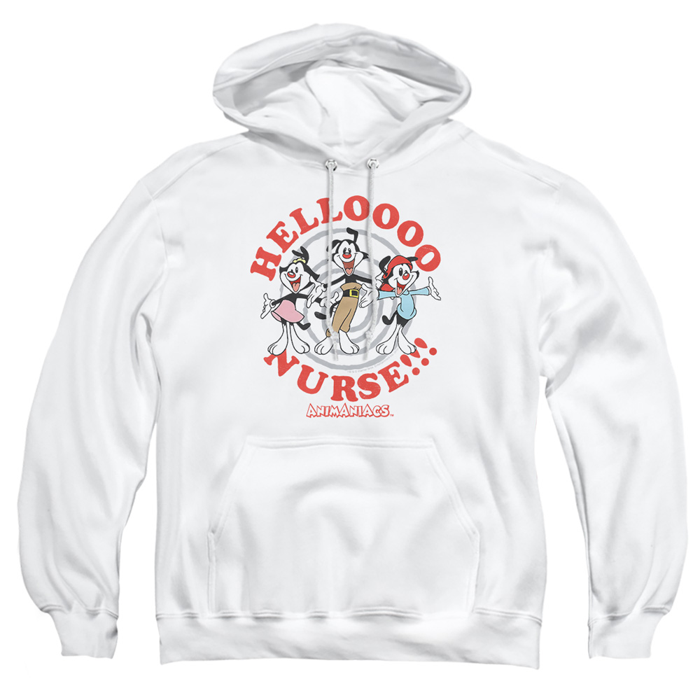 WBT790-AFTH-2 Animaniacs Hello Nurse Adult Pullover Hoodie, White - Medium