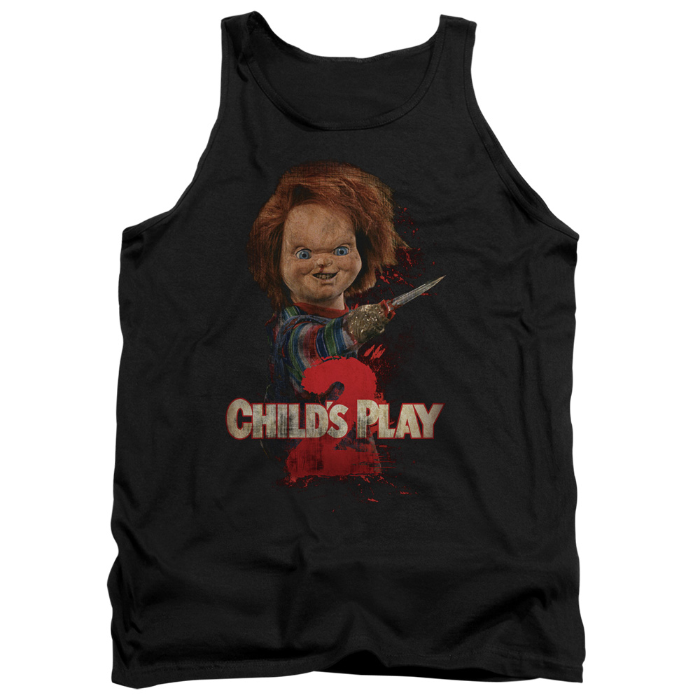 UNI403-TK-2 Childs Play 2 Heres Chucky Adult Tank Top, Black - Medium