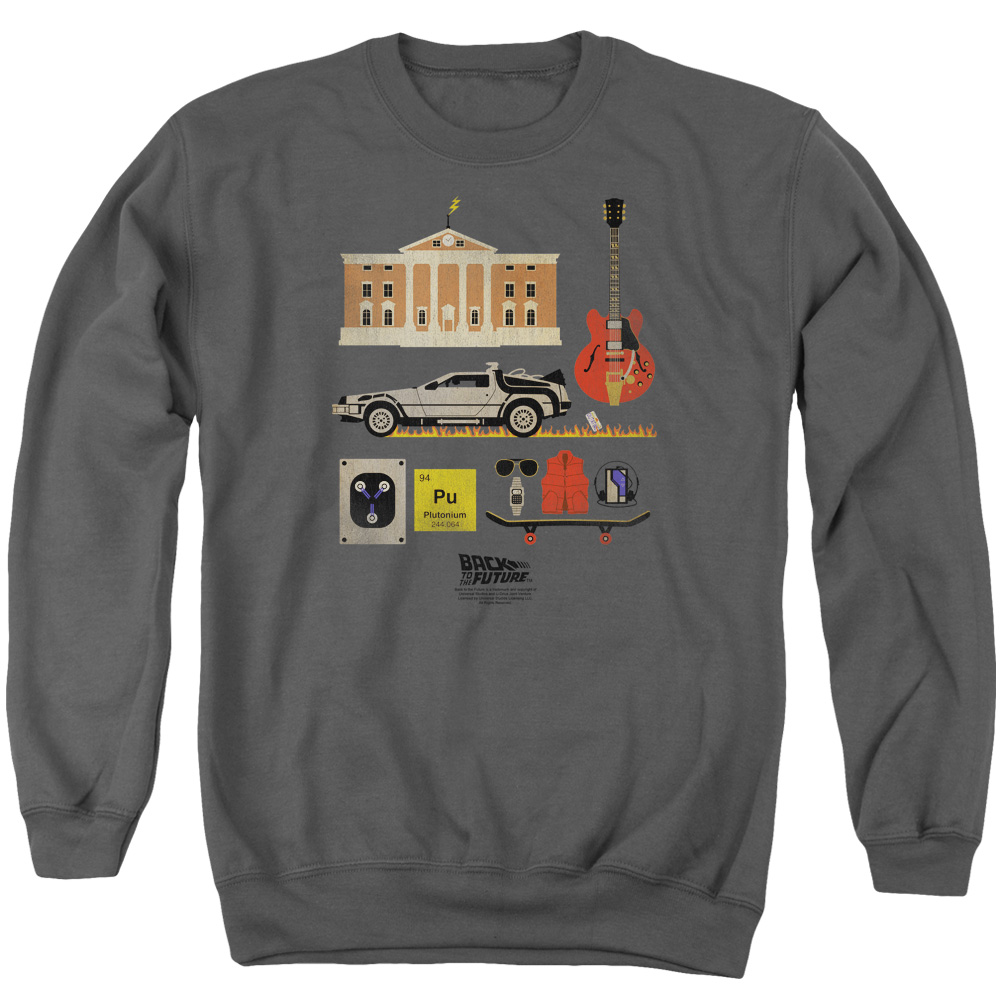 UNI900-AS-4 Back to the Future Items Adult Crewneck Sweatshirt, Charcoal - Extra Large
