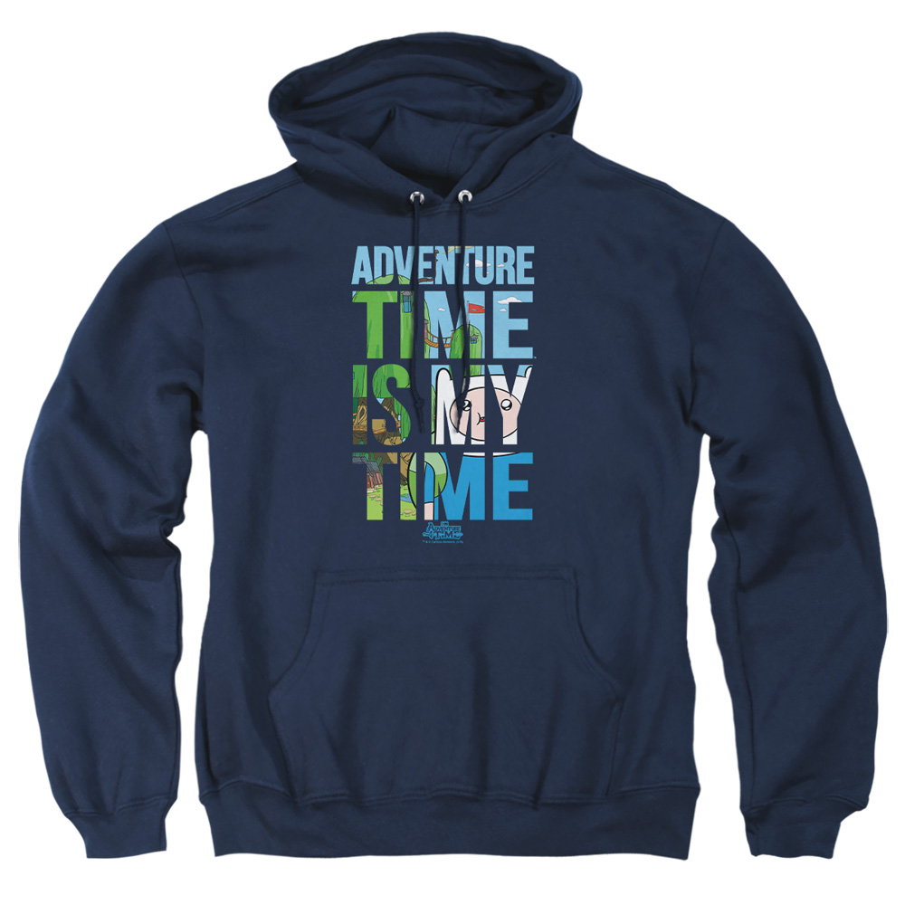 CN423-AFTH-5 Adventure Time My Time Adult Pullover Hoodie, Navy - 2X