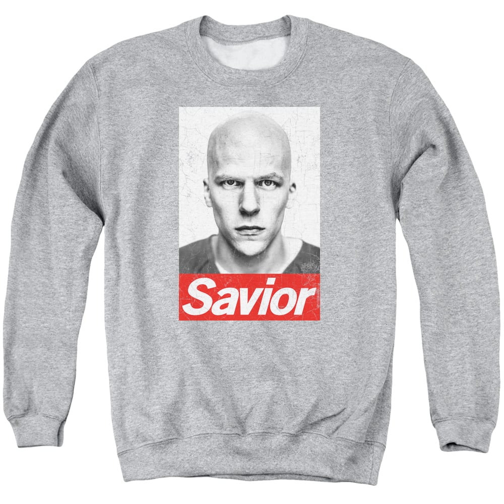 BVS181-AS-2 Batman vs Superman Savior Adult Crewneck Sweatshirt, Athletic Heather - Medium