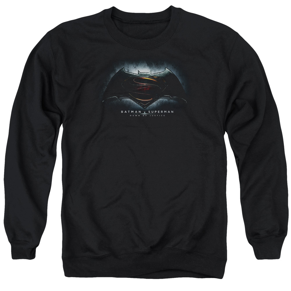 BVS106B-AS-2 Batman vs Superman Logo Adult Crewneck Sweatshirt, Black - Medium