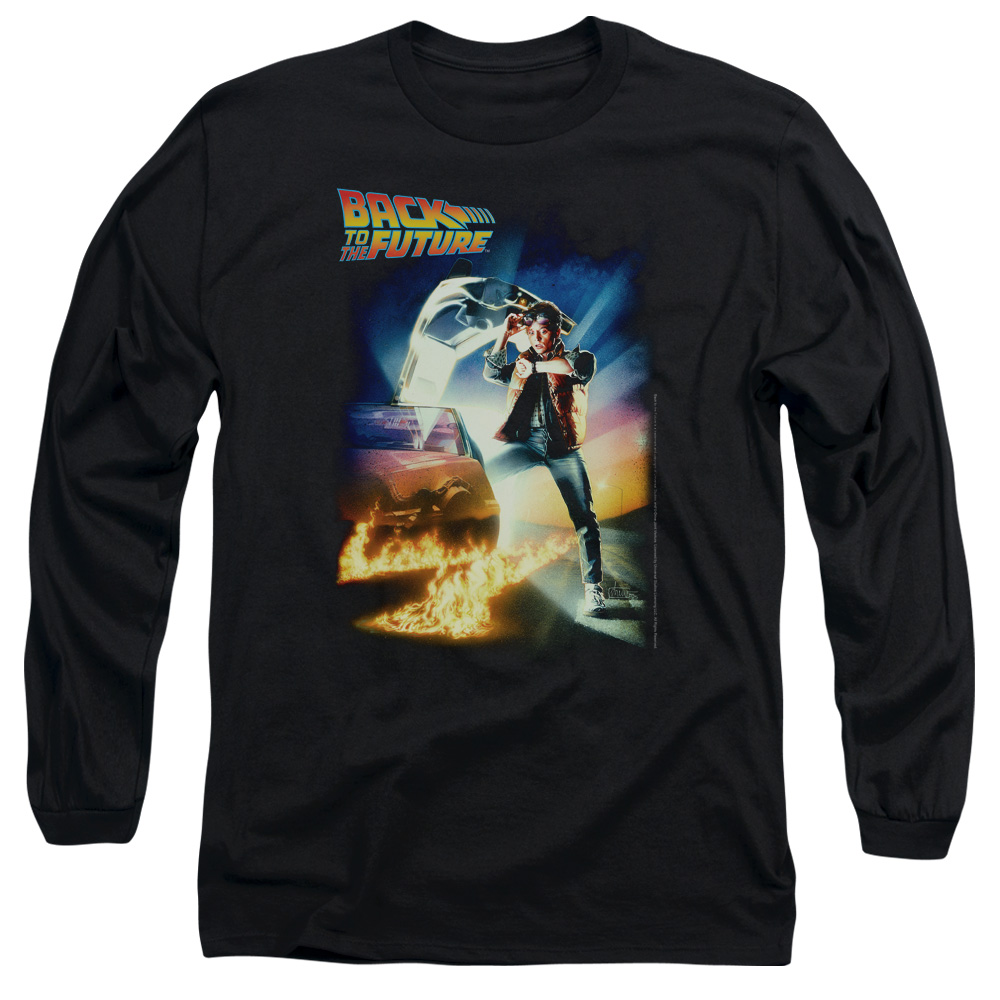 UNI284-AL-4 Back to the Future Poster Adult Long Sleeve T-Shirt, Black - Extra Large