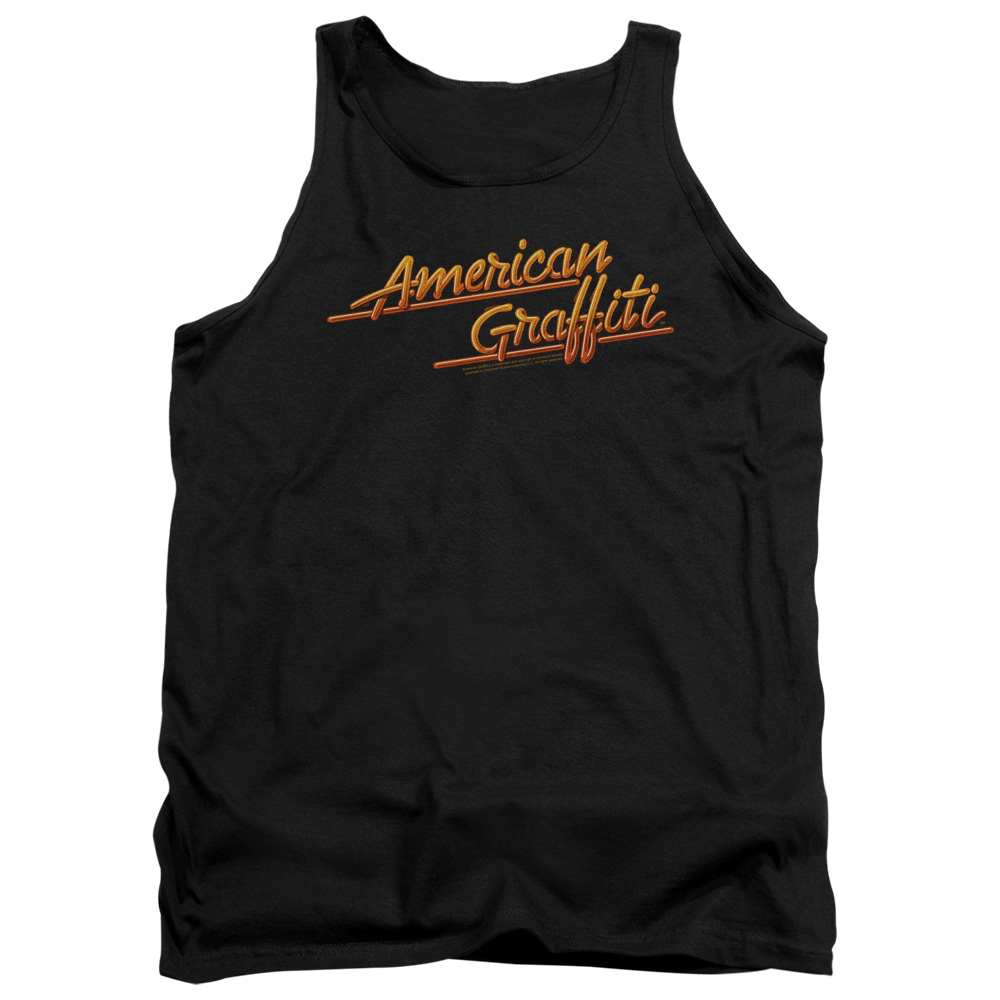 UNI110-TK-2 American Graffiti Neon Logo Adult Tank Top, Black - Medium