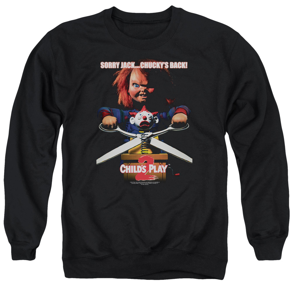 UNI363-AS-2 Childs Play 2 Chuckys Back Adult Crewneck Sweatshirt, Black - Medium