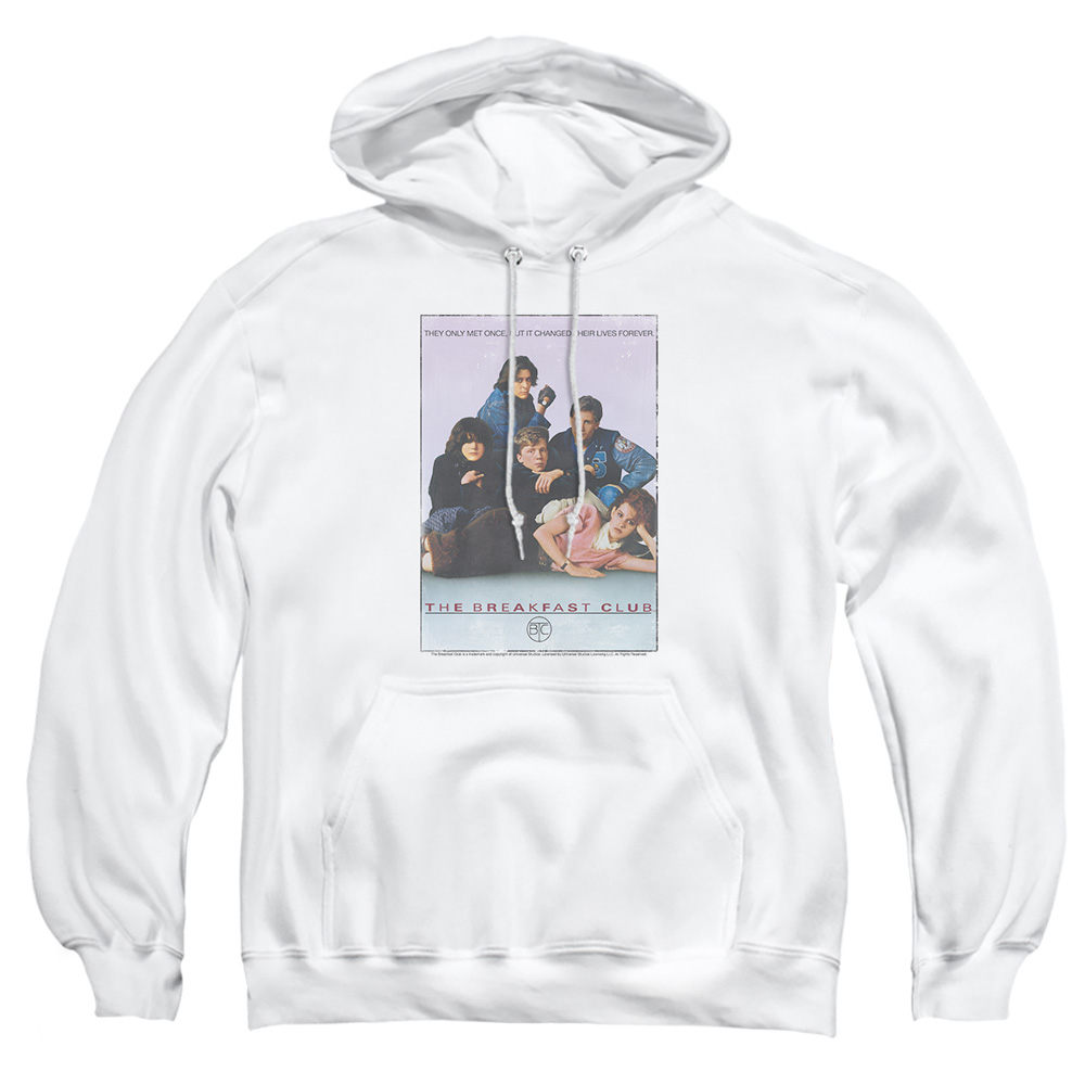 UNI356-AFTH-1 Breakfast Club BC Poster Adult Pullover Hoodie, White - Small