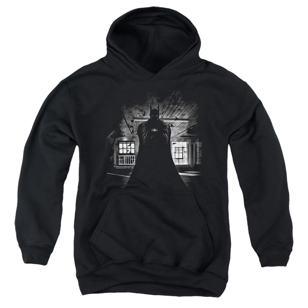 BM3422-YFTH-2 Batman Dark Youth Hooded Sweatshirt, Black - Medium